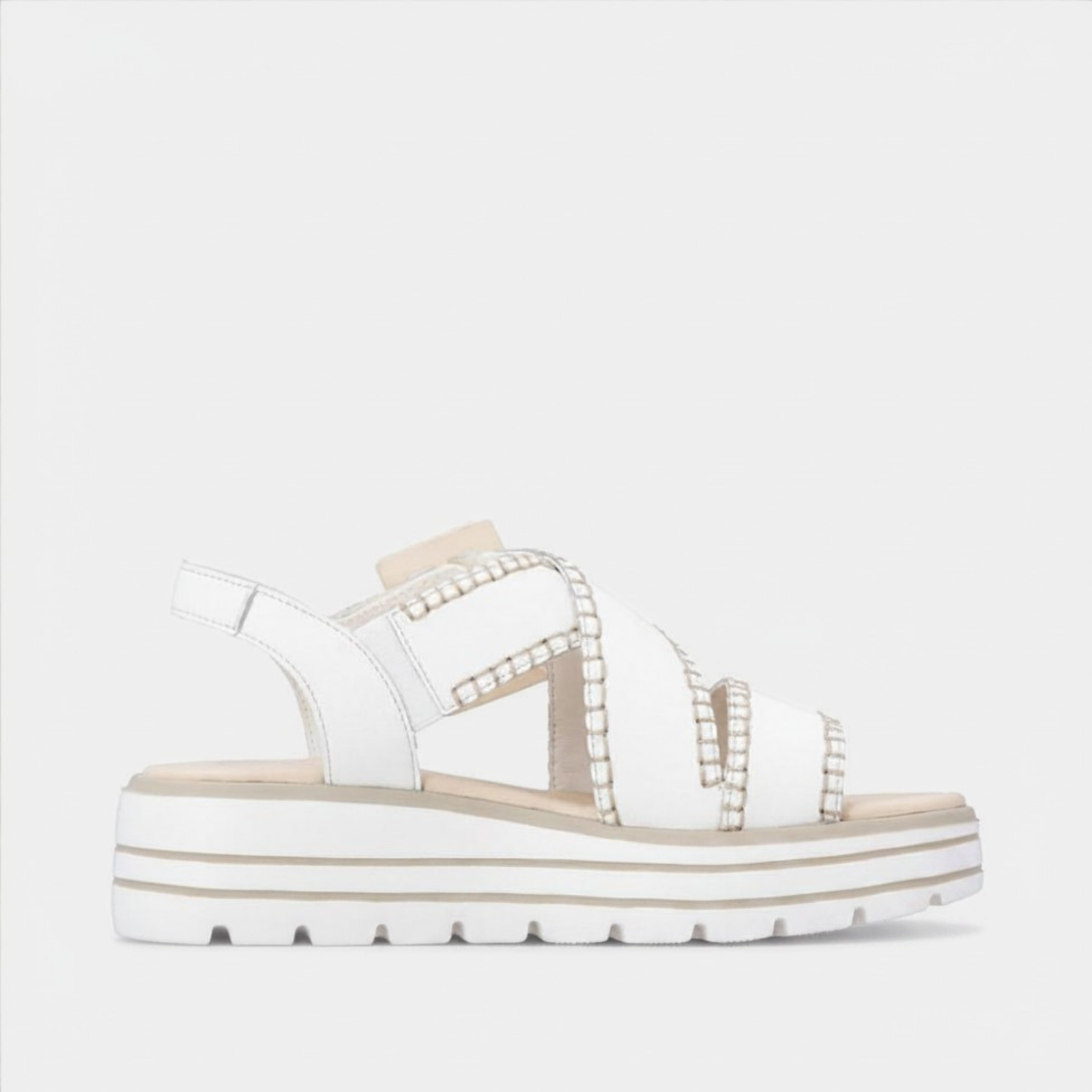 D3N51 White Leather Wedge Sandals