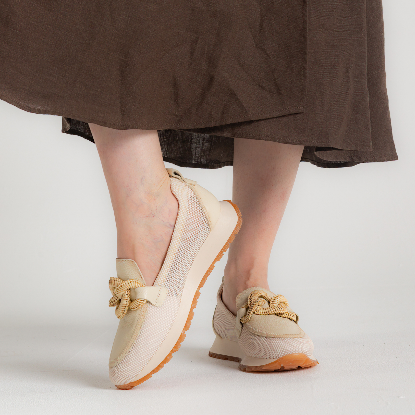 Hv254065 Cream Leather Loafers