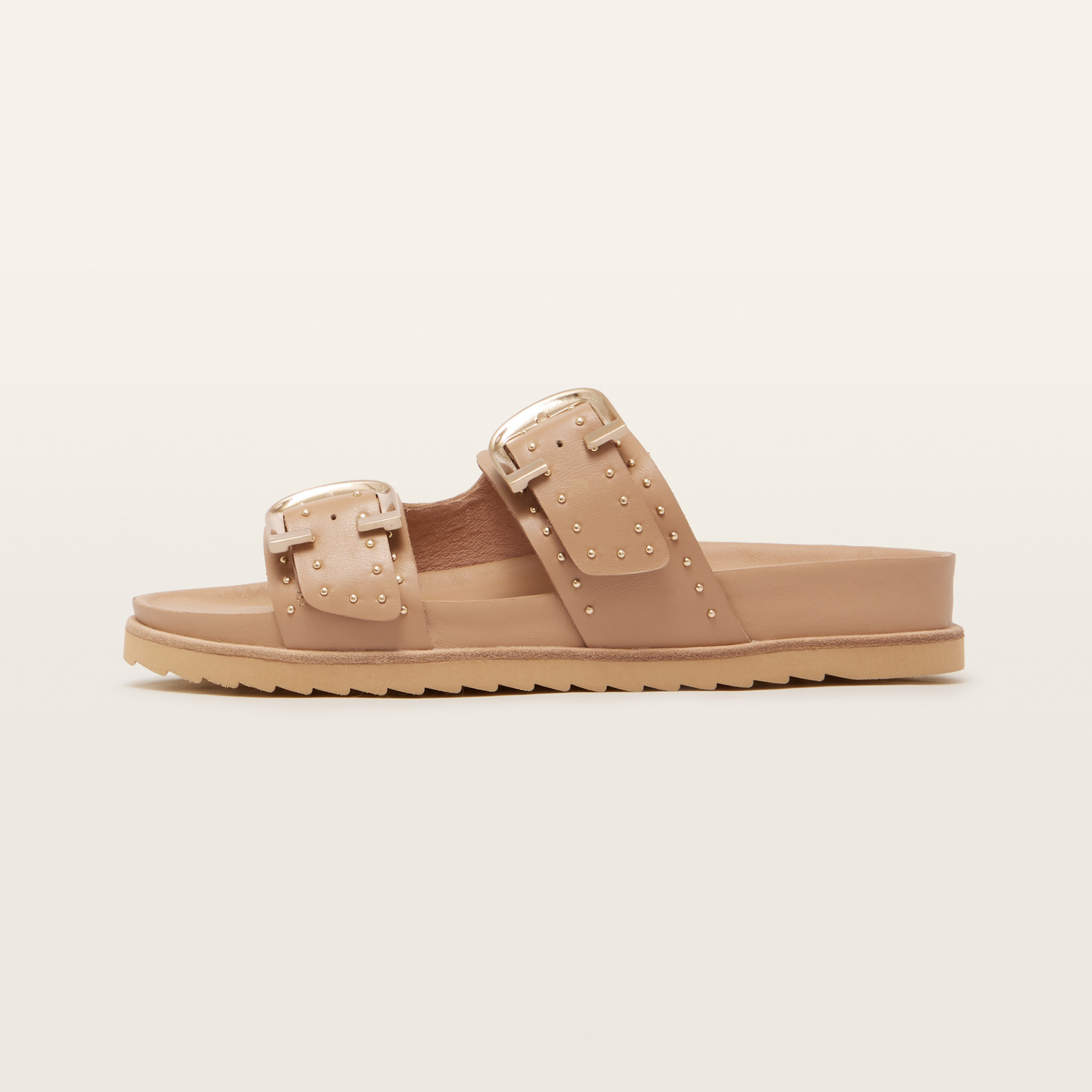 Deon Camel Stud Leather Sandals