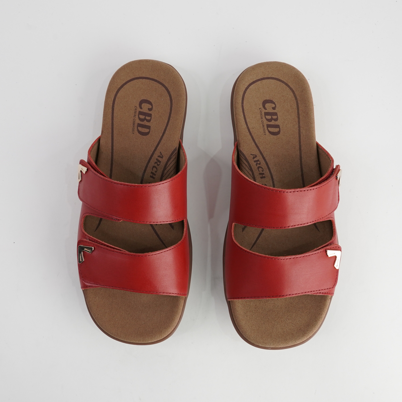 Tribe Red Leather Slides
