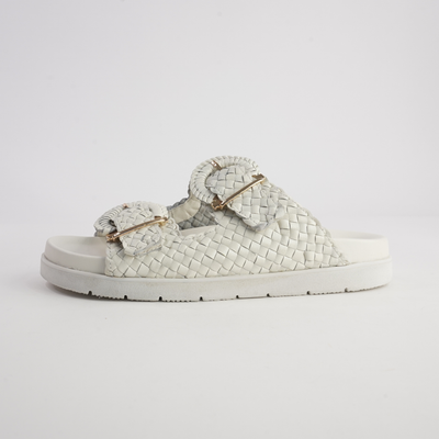 Janescha 701 Off White Leather Slides