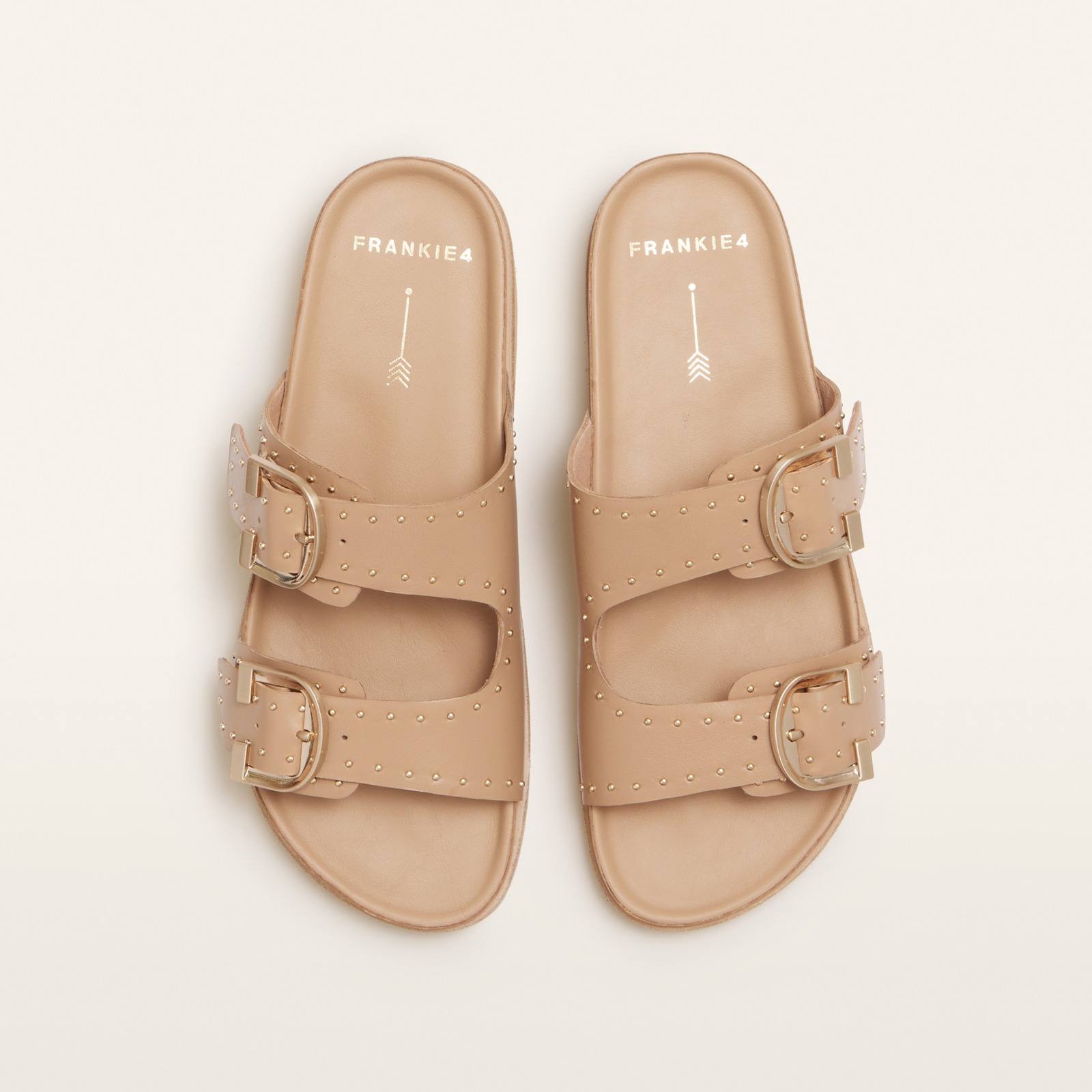 Deon Camel Stud Leather Sandals