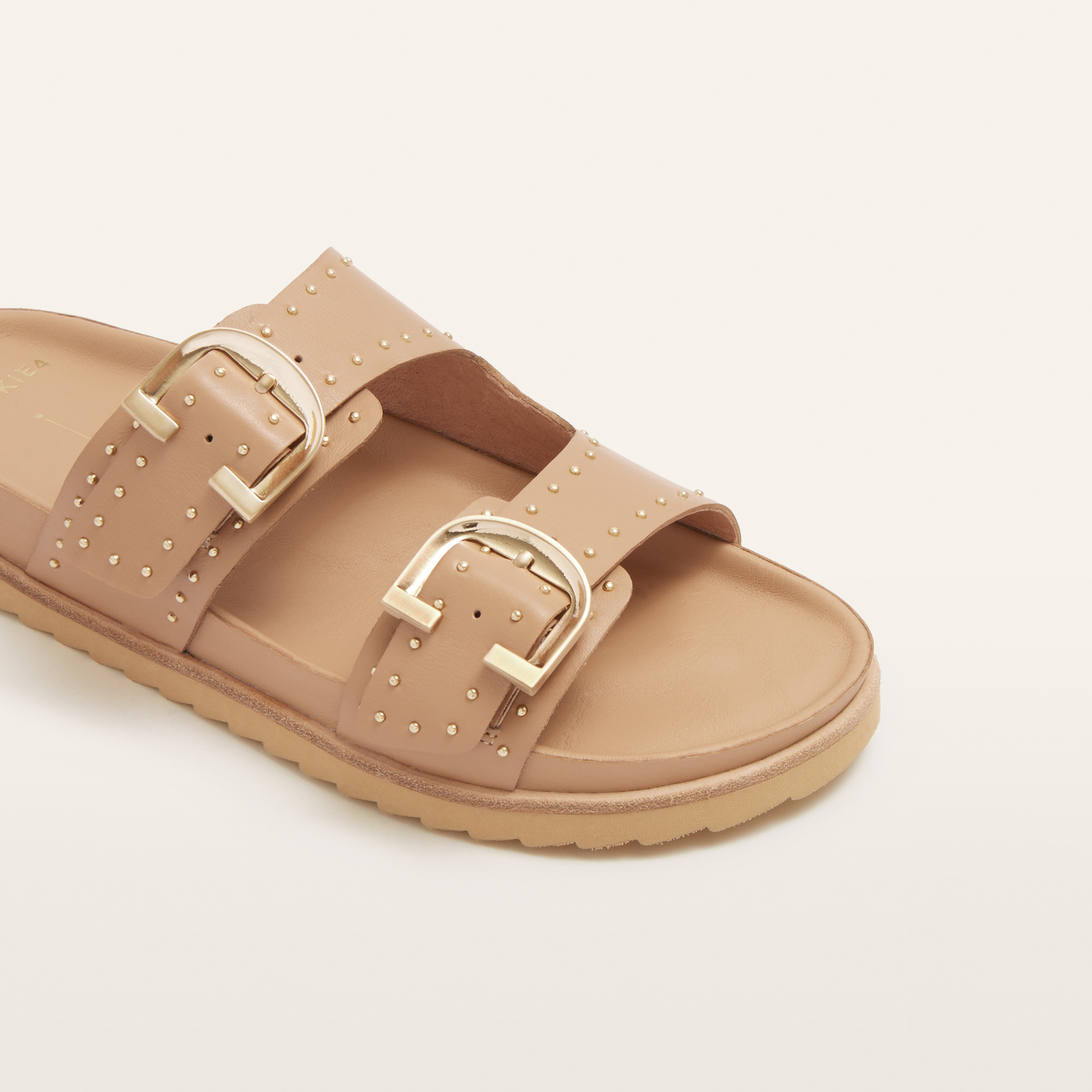 Deon Camel Stud Leather Sandals