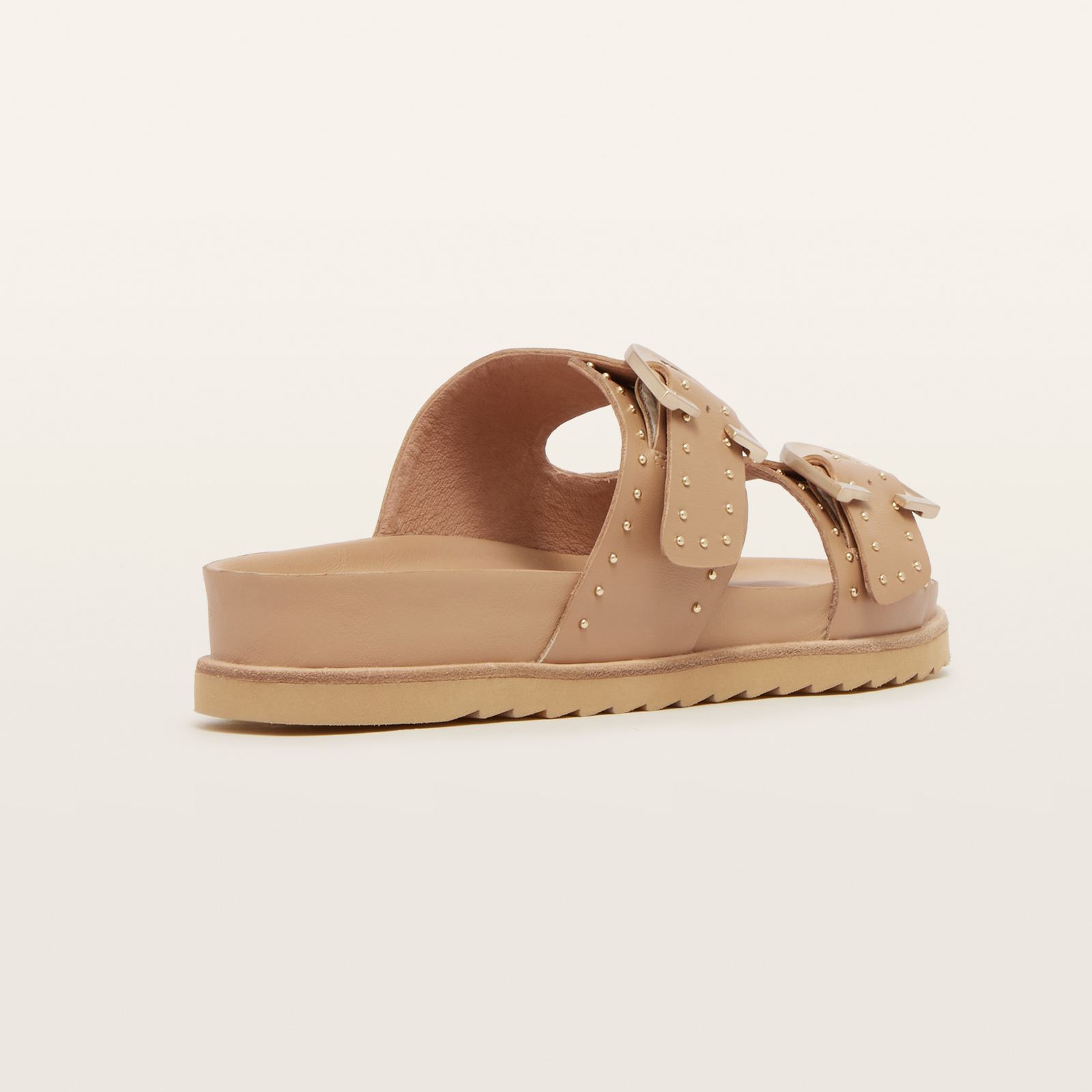 Deon Camel Stud Leather Sandals
