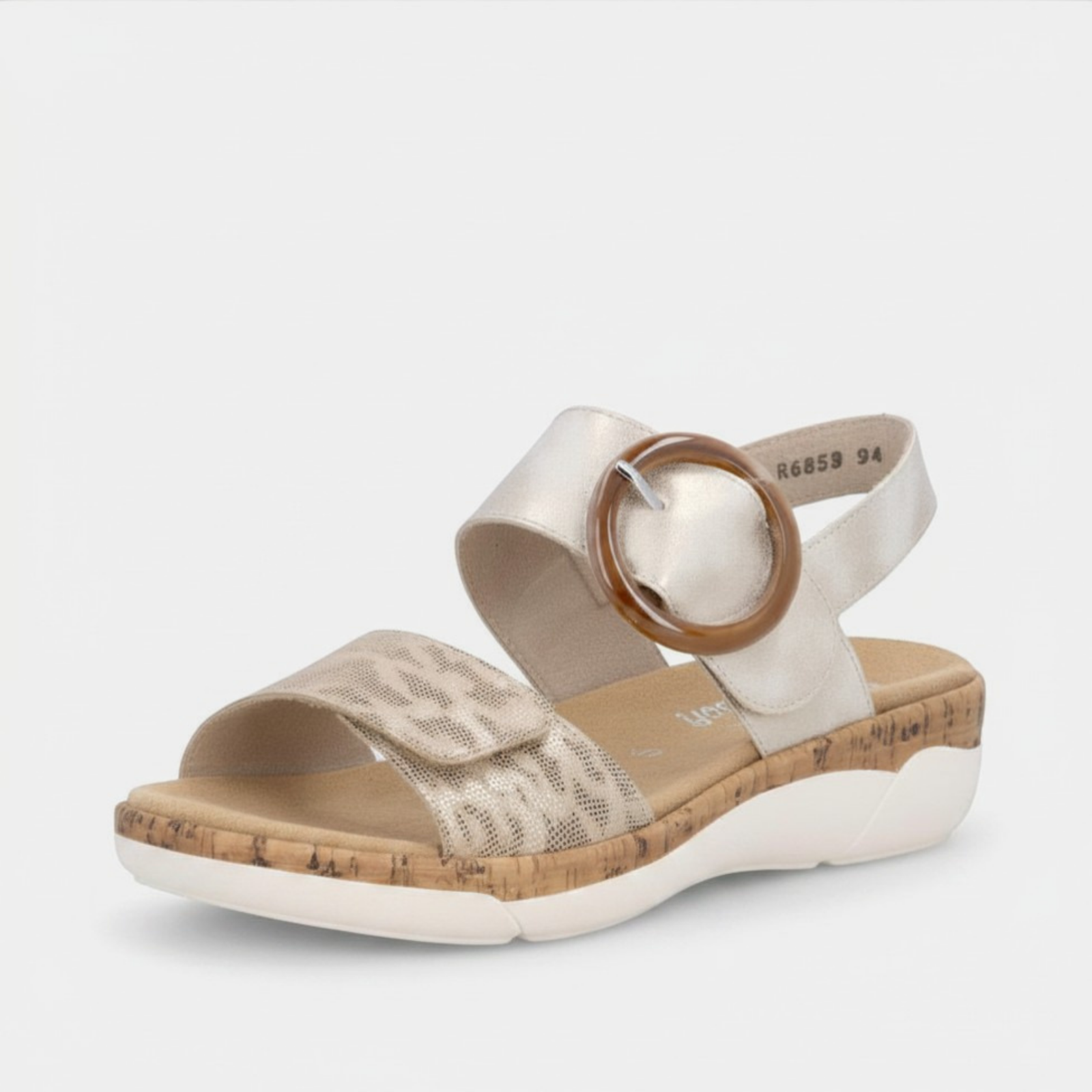 R6853 Beige Metallic Sandals