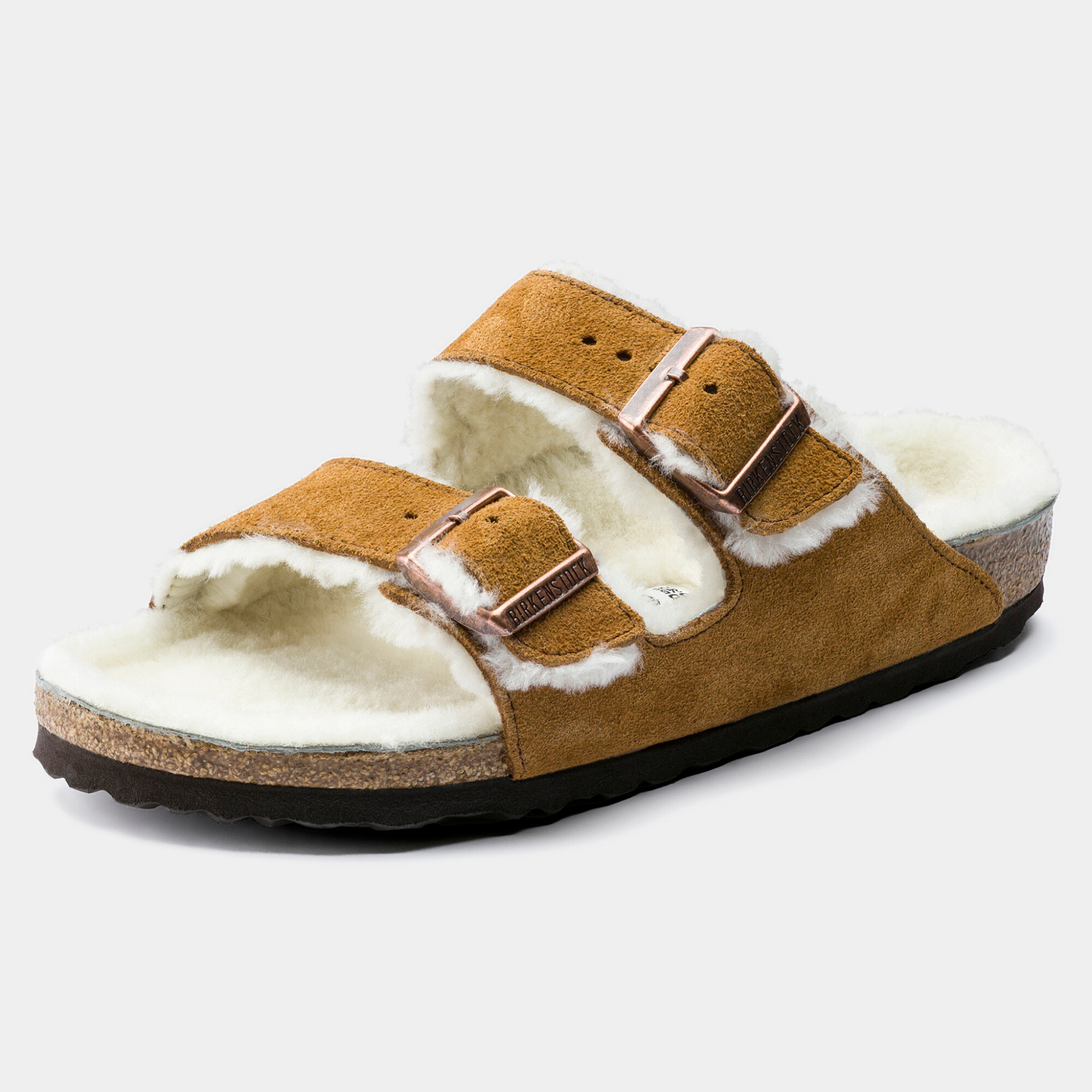 Arizona Shearling Mink Suede Leather Sandals