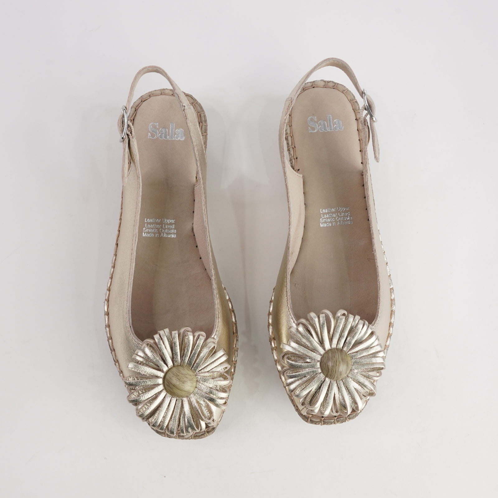 Erica Platino Leather Espadrille Wedges