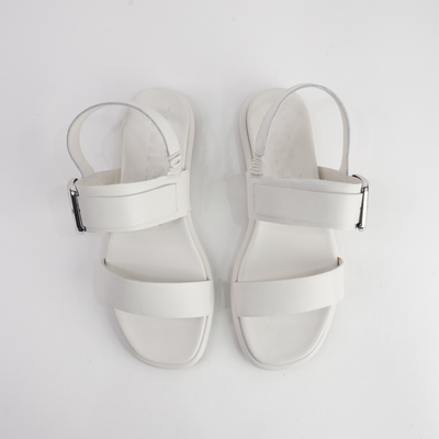Bay White Leather Sandals