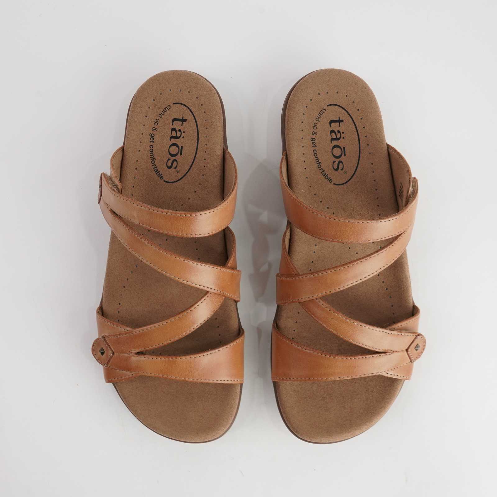 Double U Caramel Leather Sandals