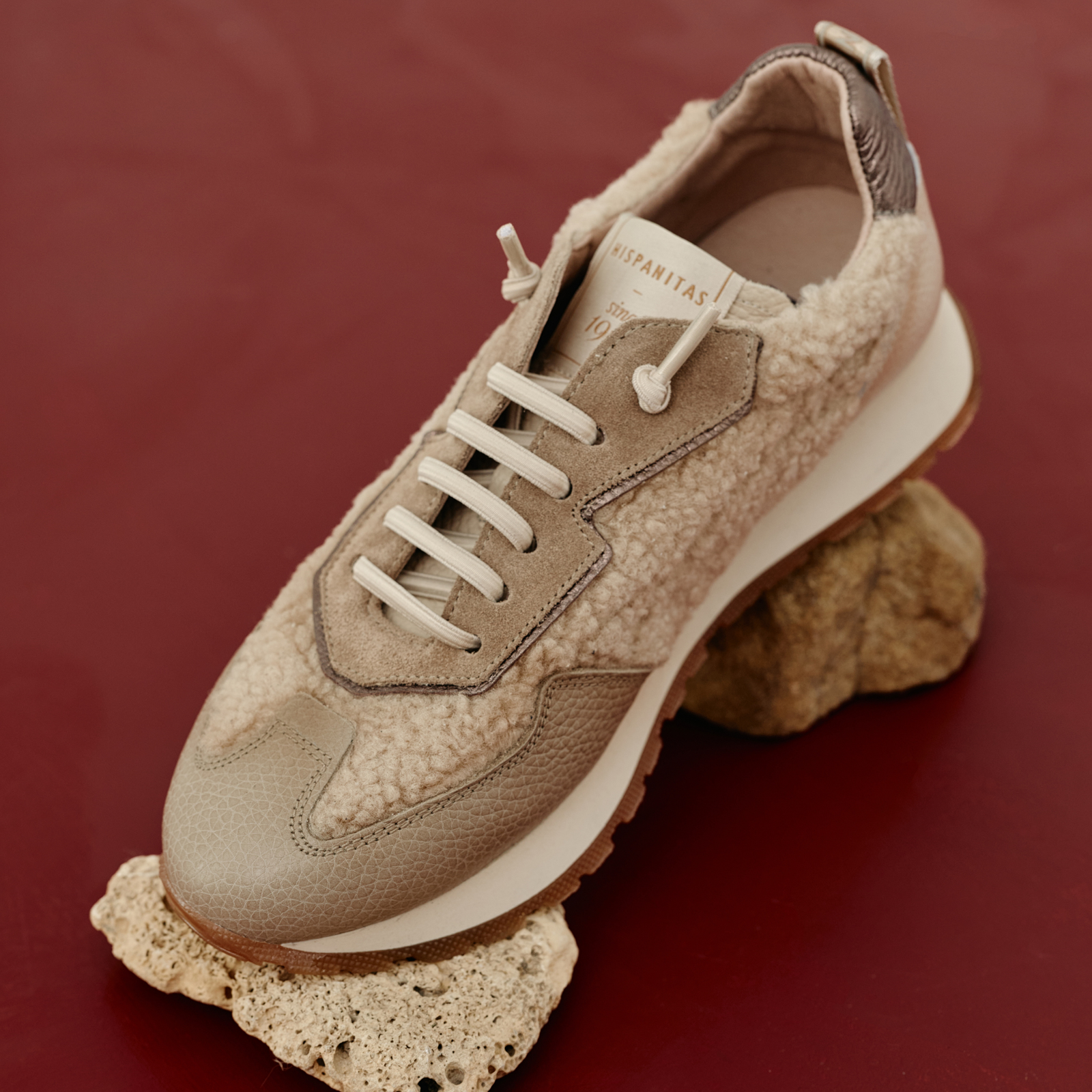 HI254209 Cream Combo Leather Sneakers