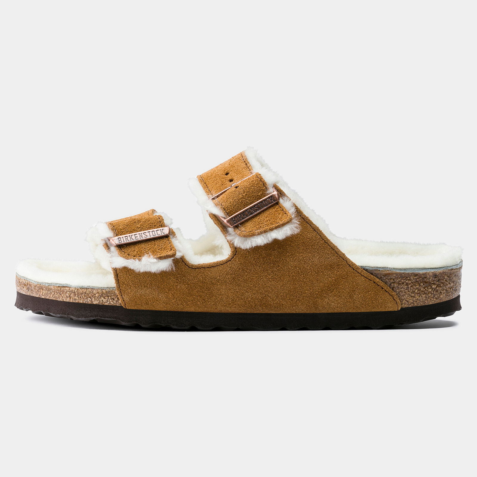 Arizona Shearling Mink Suede Leather Sandals