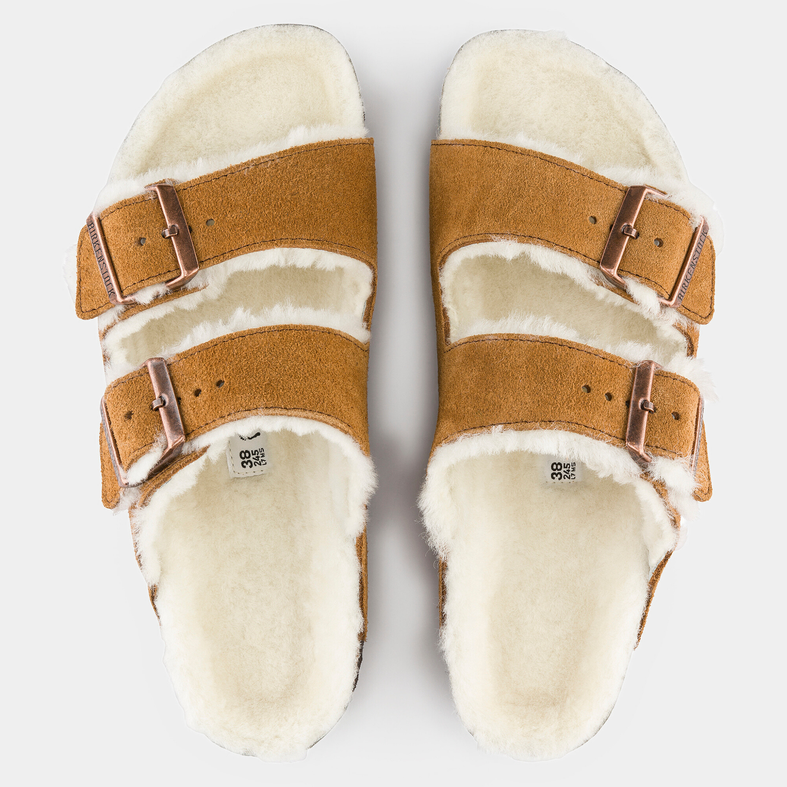 Arizona Shearling Mink Suede Leather Sandals