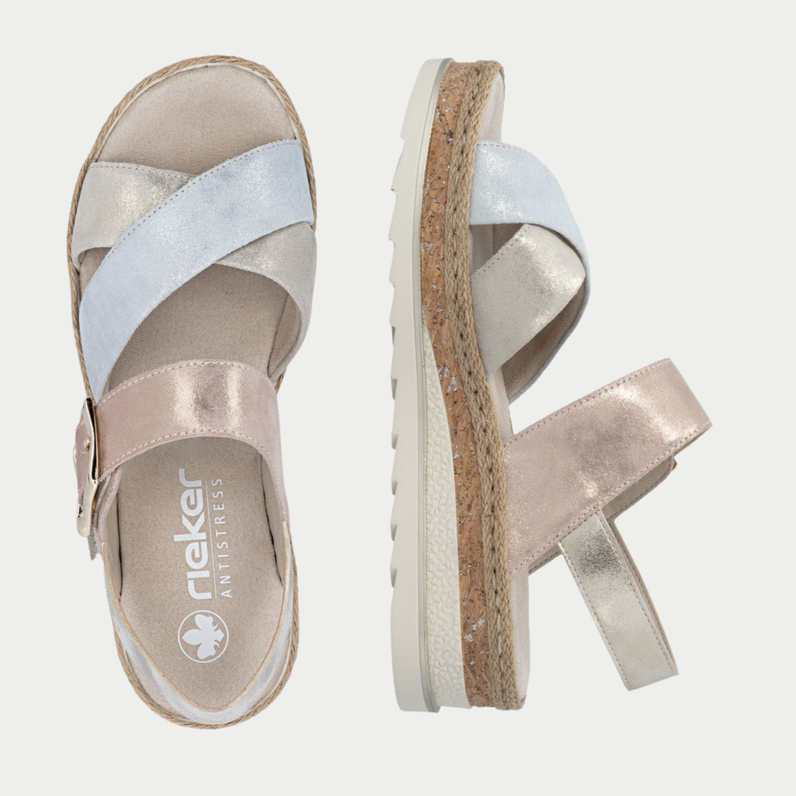 V7951 Nude Shimmer Combo Sandals