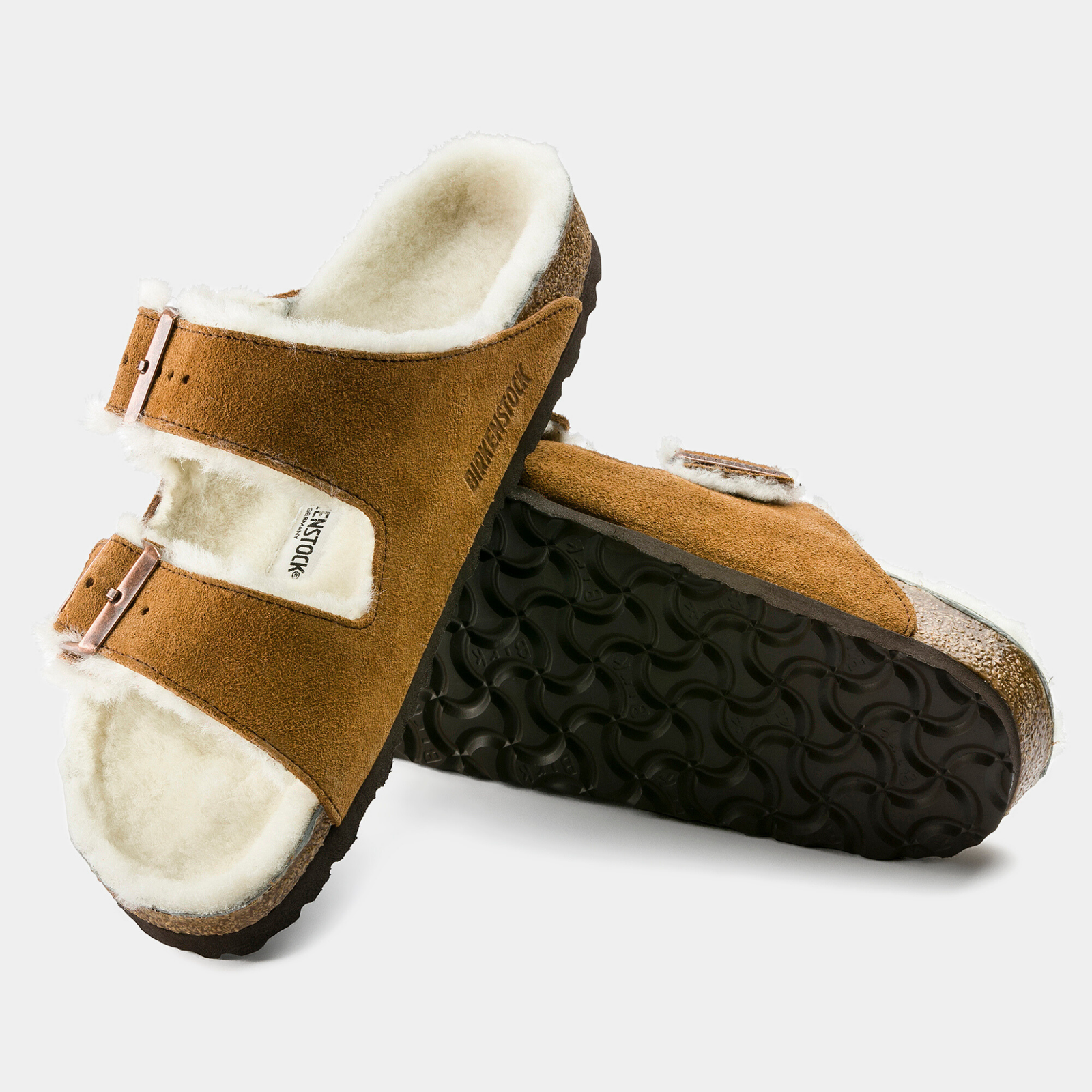 Arizona Shearling Mink Suede Leather Sandals