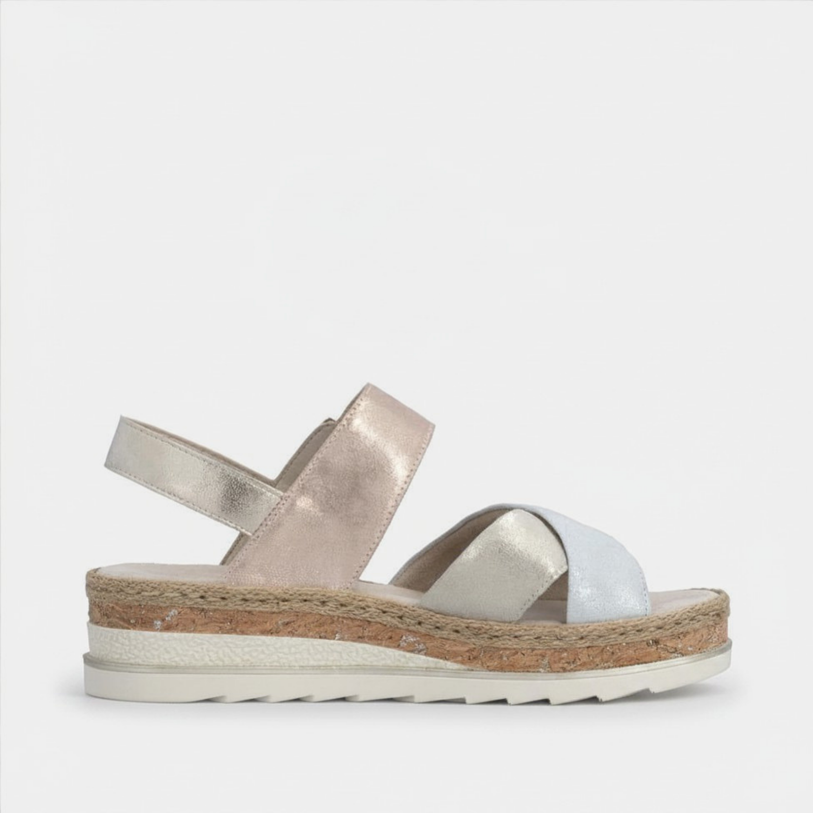 V7951 Nude Shimmer Combo Sandals