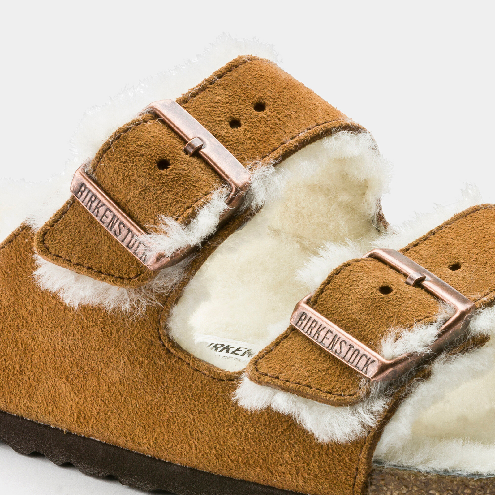 Arizona Shearling Mink Suede Leather Sandals