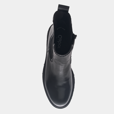 Ezrith Schwarz Leather Ankle Boots