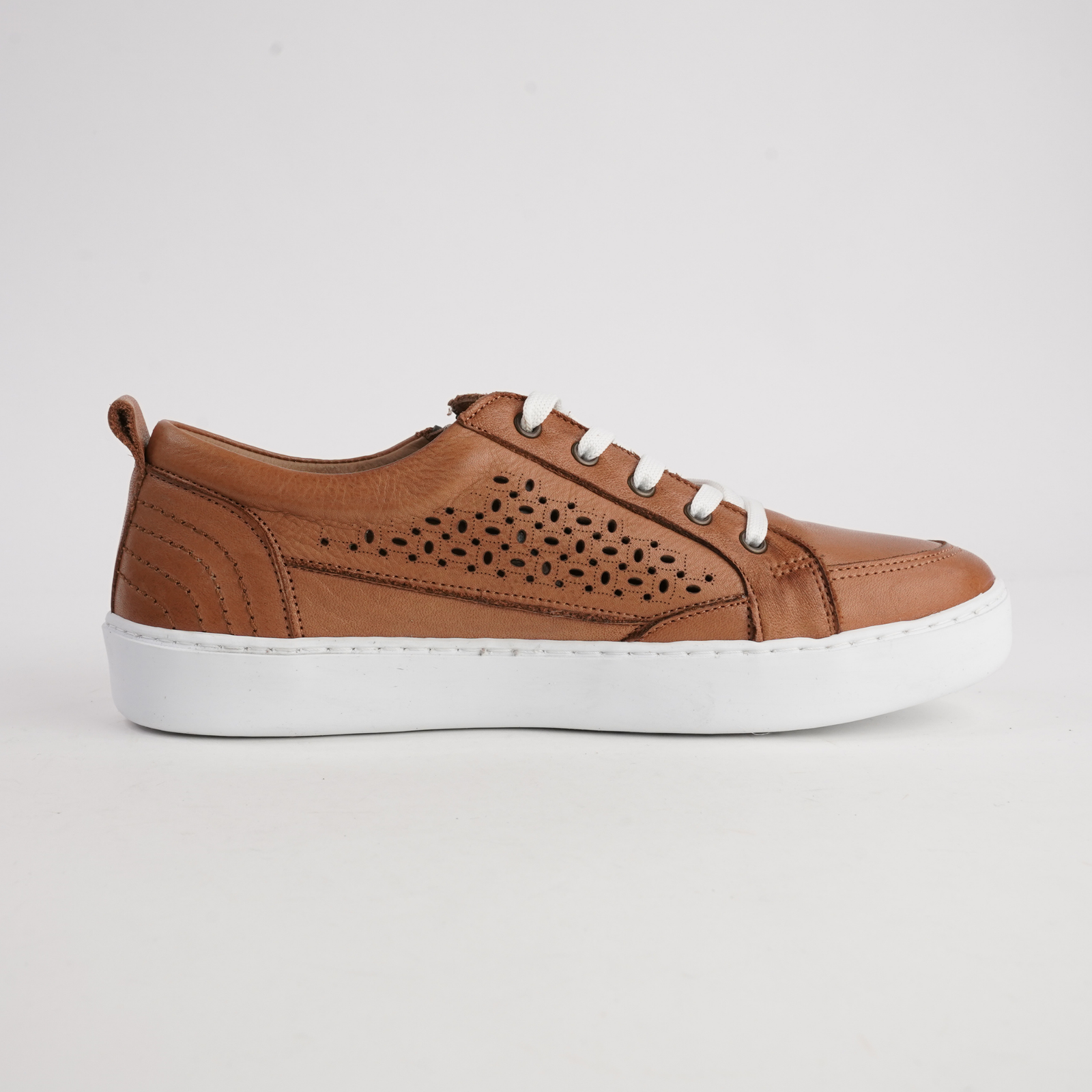 Bella Tan Leather Sneakers