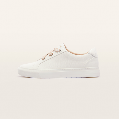 Mya White Tumbled Leather Sneakers