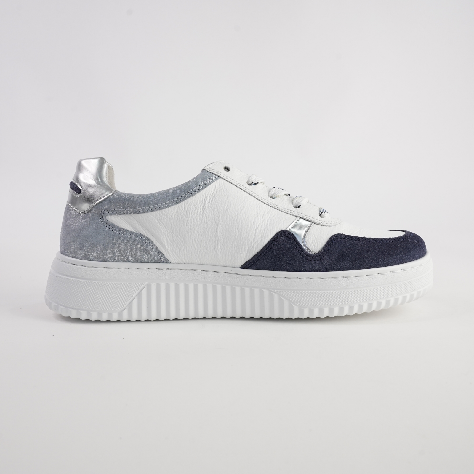 Demi White/ Denim Leather Sneakers