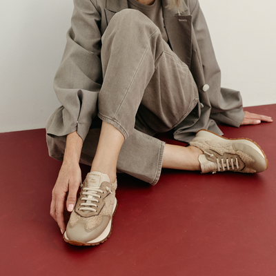 HI254209 Cream Combo Leather Sneakers