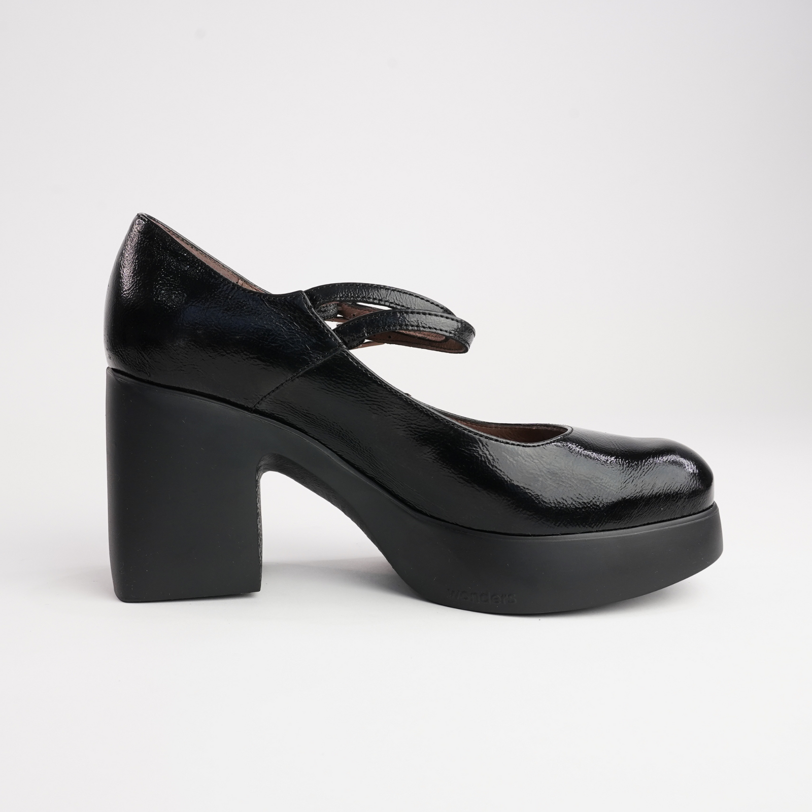 Indira Black Leather Heels