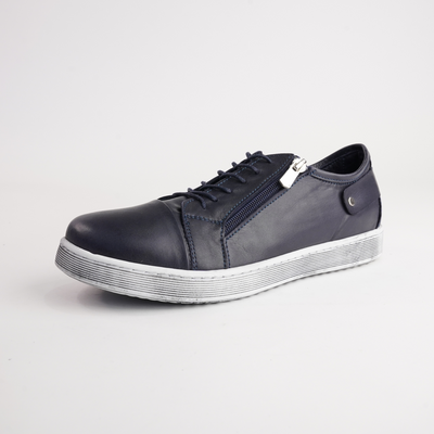 Eg18 Navy Leather Sneakers