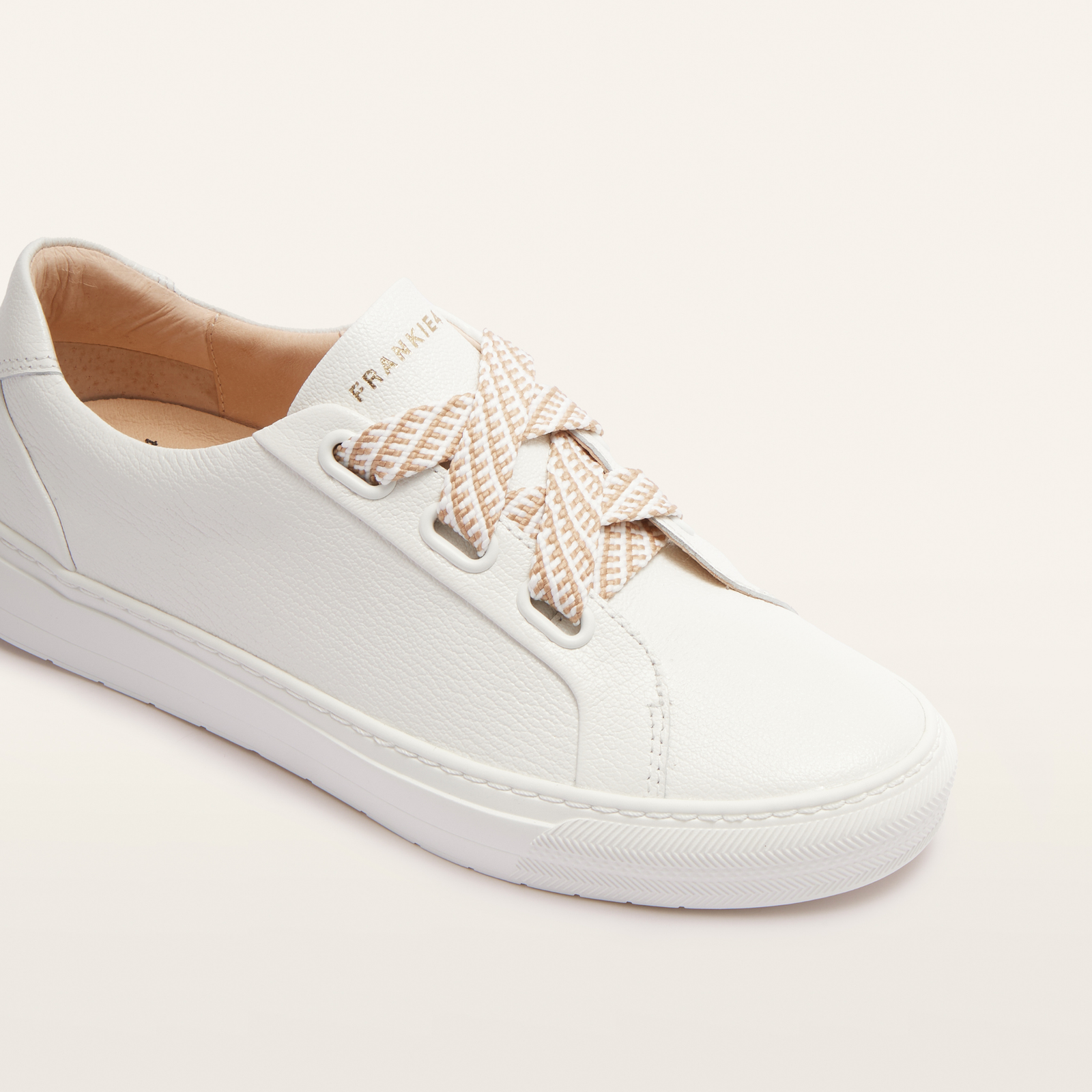 Mya White Tumbled Leather Sneakers