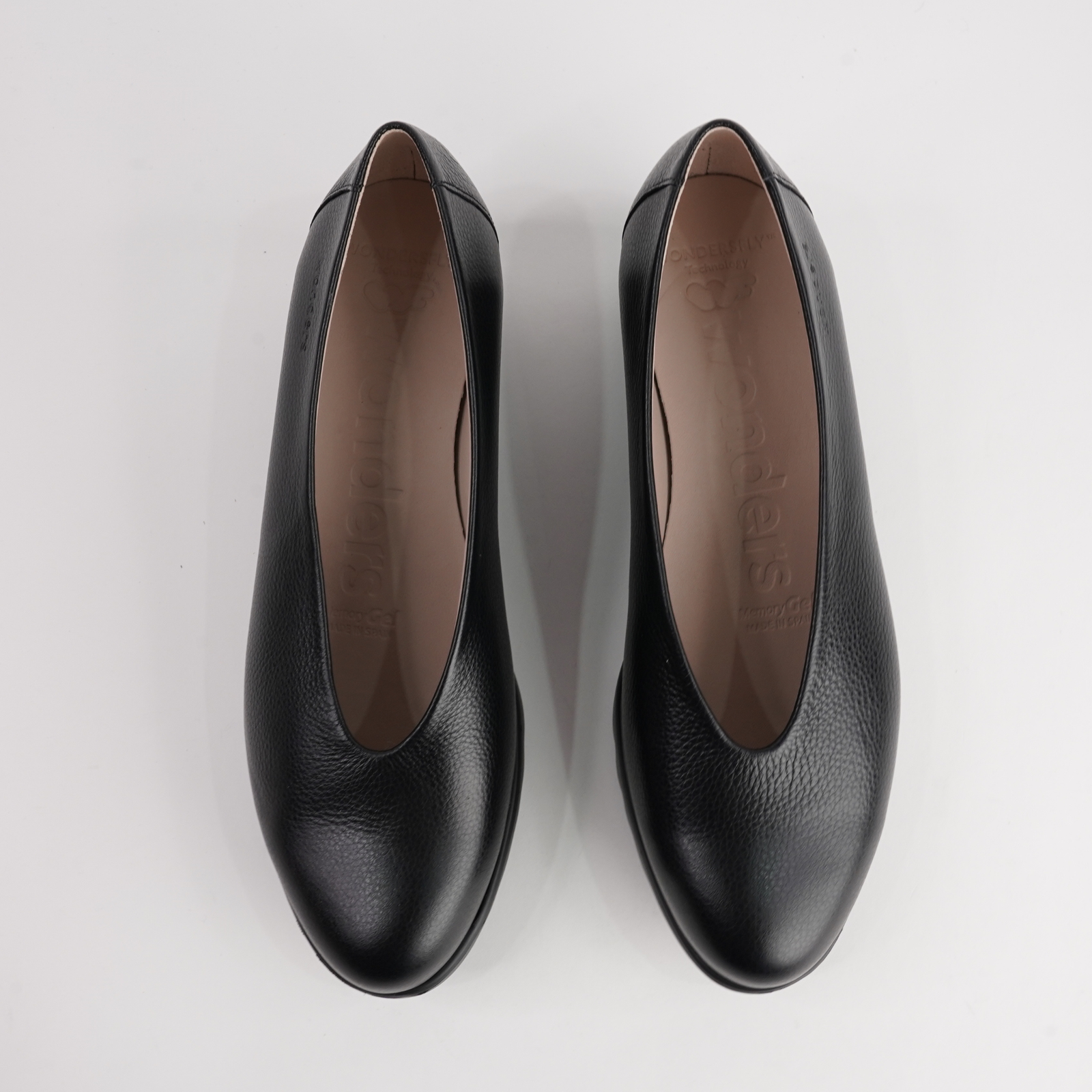 Caroline Black/ Black Leather Wedges