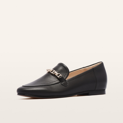 Ash II Black Leather Loafers