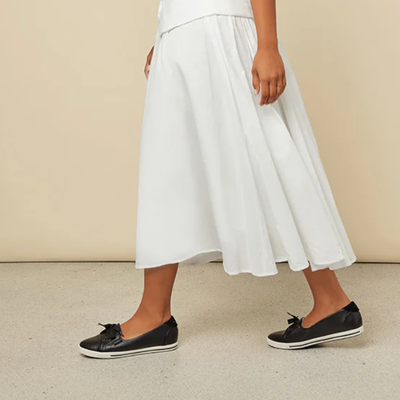 Hannah III Black Emboss Leather Sneakers
