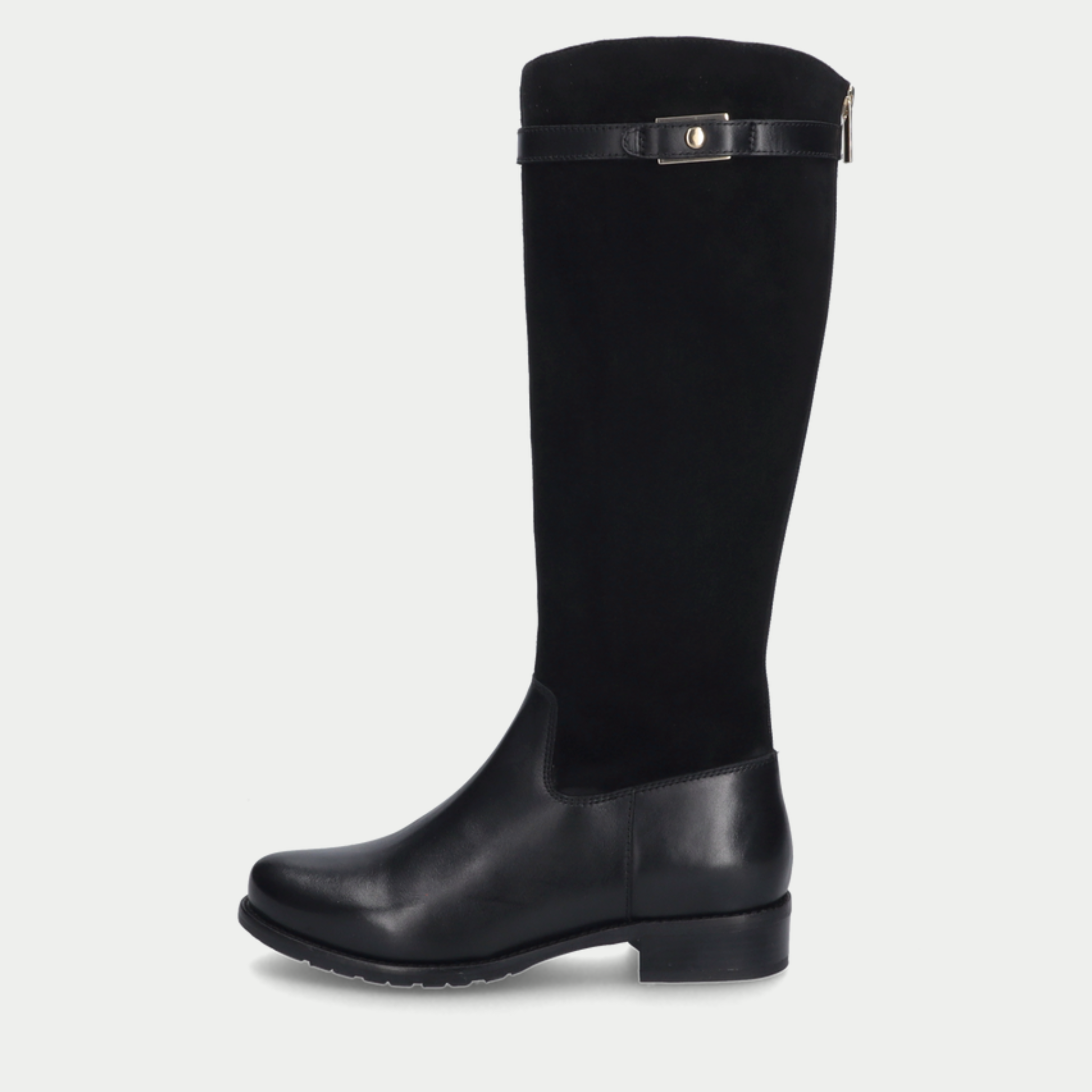 Chiara 05 Black Leather/ Black Suede Knee High Boots
