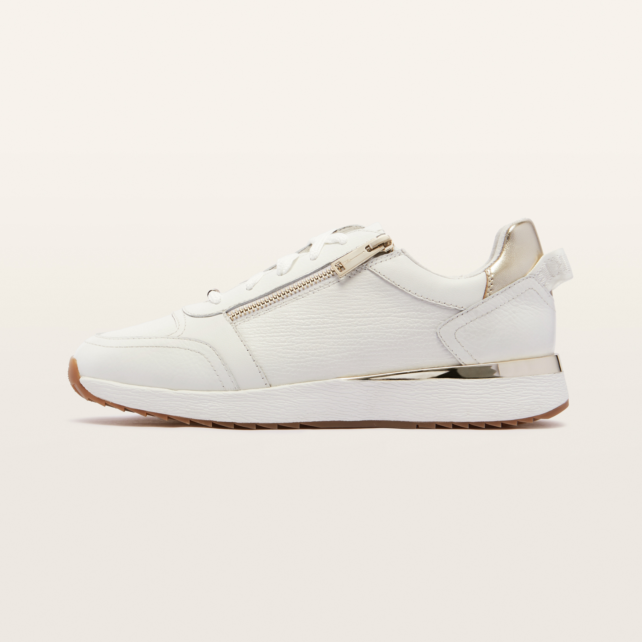 Brooklyn White Gold Leather Sneakers