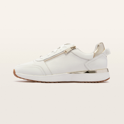 Brooklyn White Gold Leather Sneakers