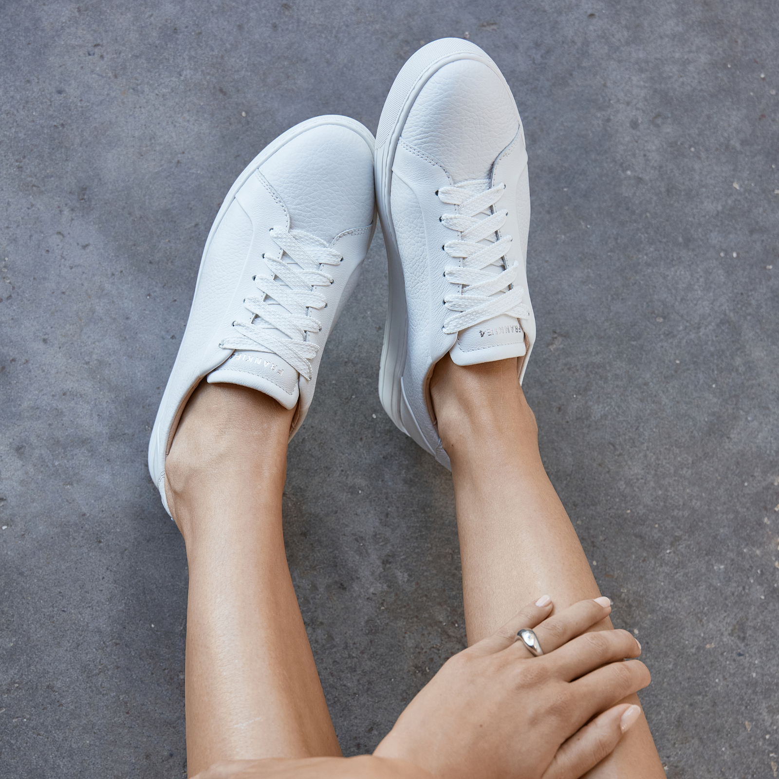 Mim V White Tumbled Leather Sneakers