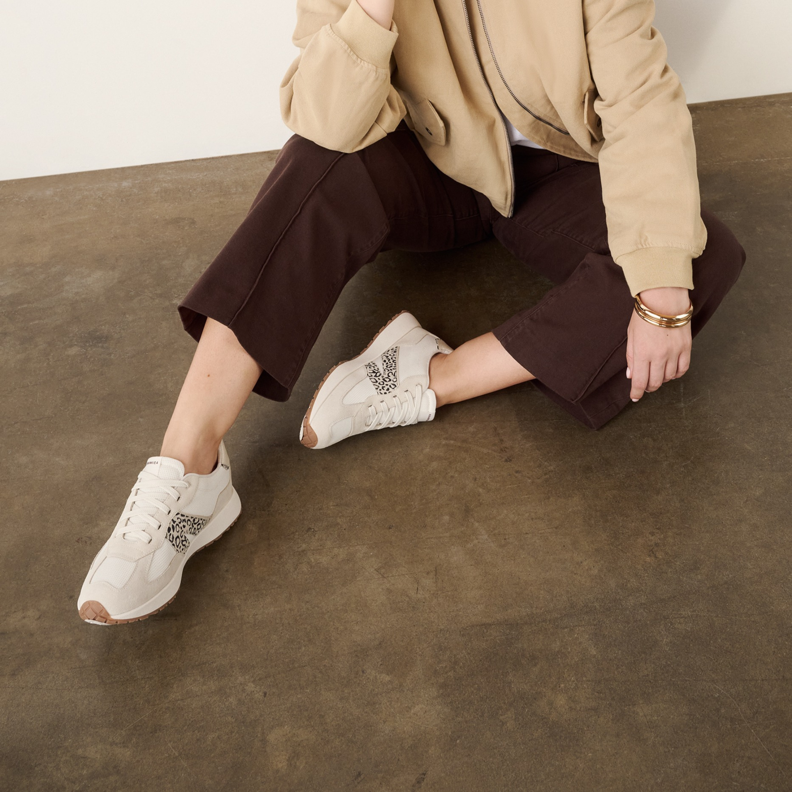 Axel II White Leather Leopard Sneakers