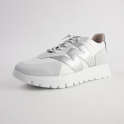 Aubrey White/ Silver Leather Sneakers