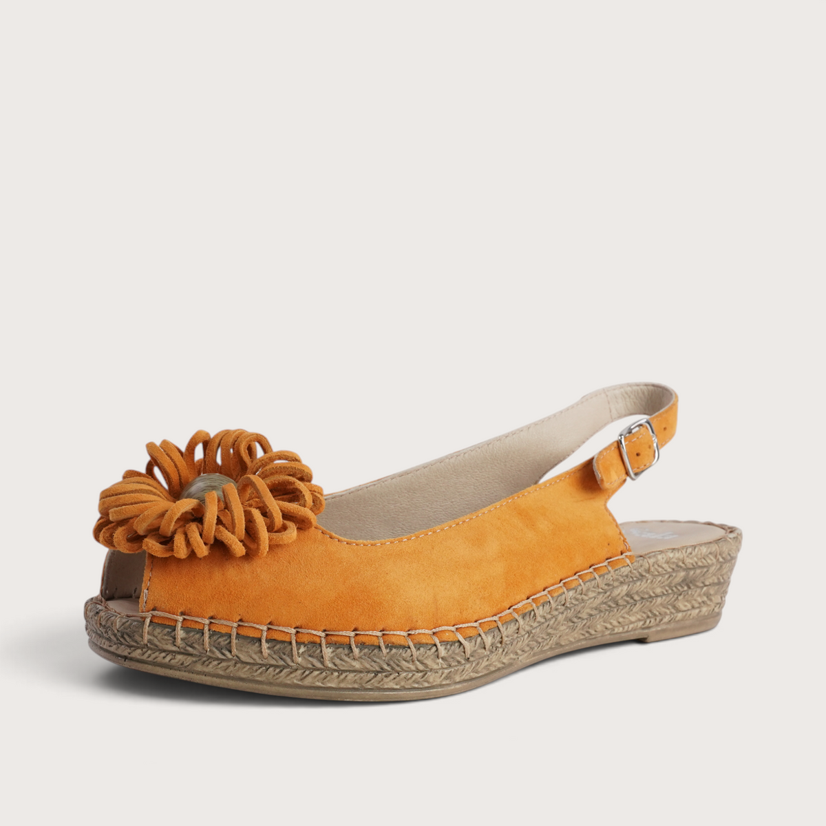 Erica Orange Suede Espadrille Wedges