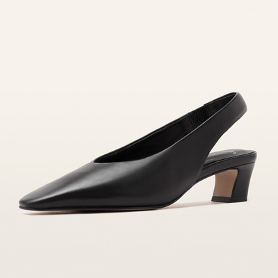 Noa Black Leather Heels