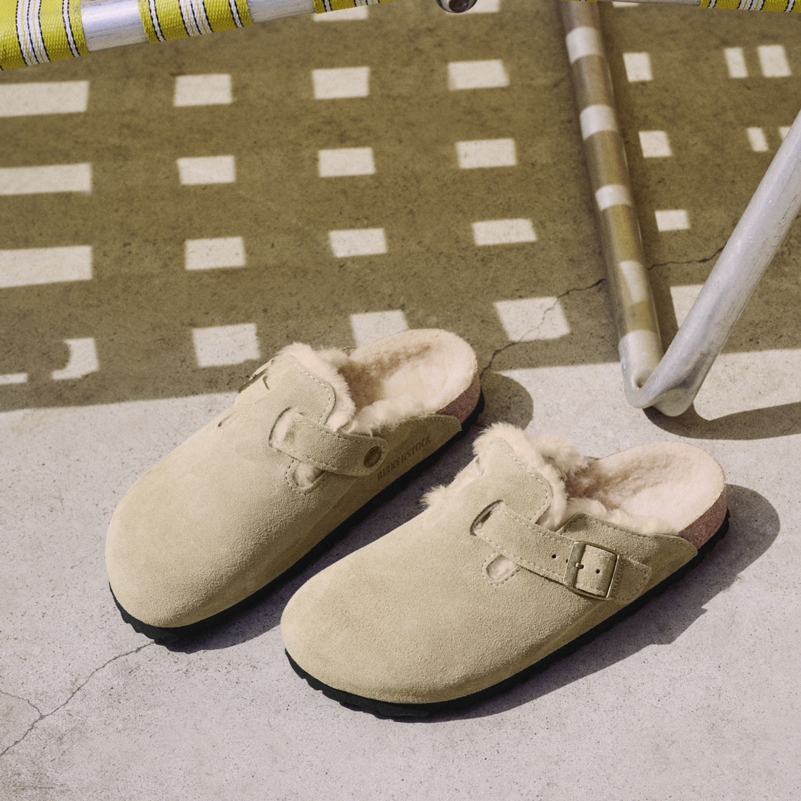 Boston Shearling Taupe Suede/ Shearling Flats