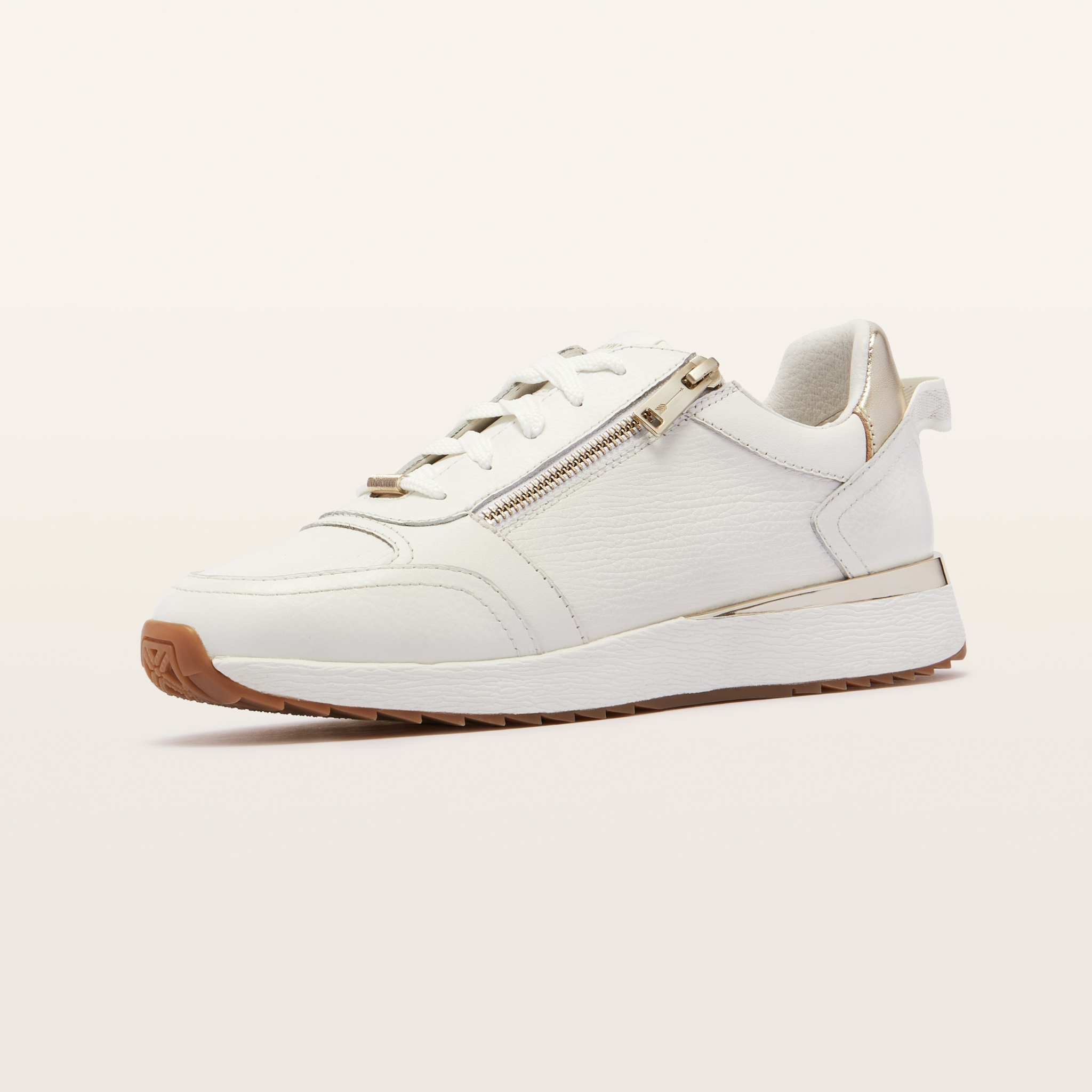 Brooklyn White/ Gold Leather Sneakers
