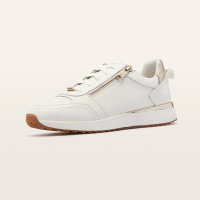 Brooklyn White/ Gold Leather Sneakers