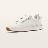 Brooklyn White/ Gold Leather Sneakers