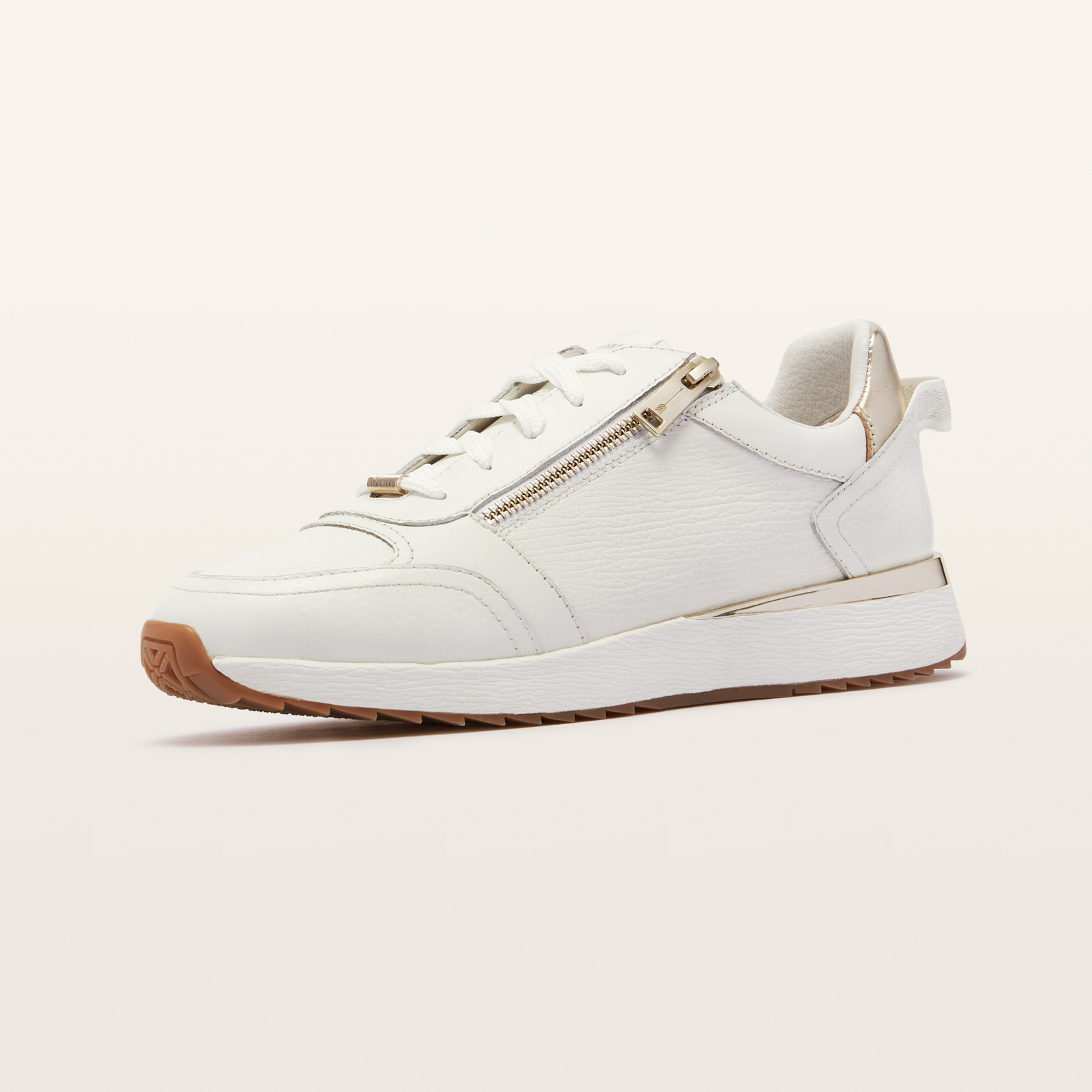 Brooklyn White/ Gold Leather Sneakers