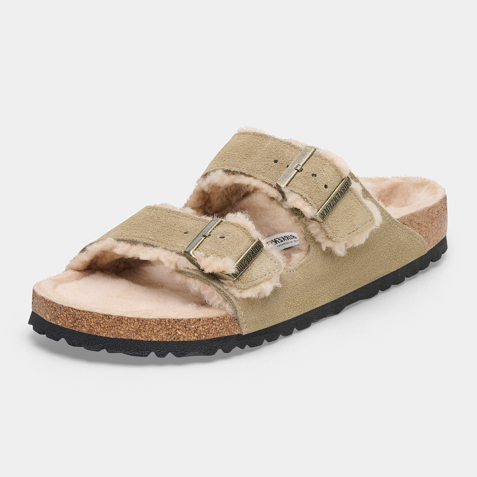 Arizona Shearling Taupe Suede Leather Sandals