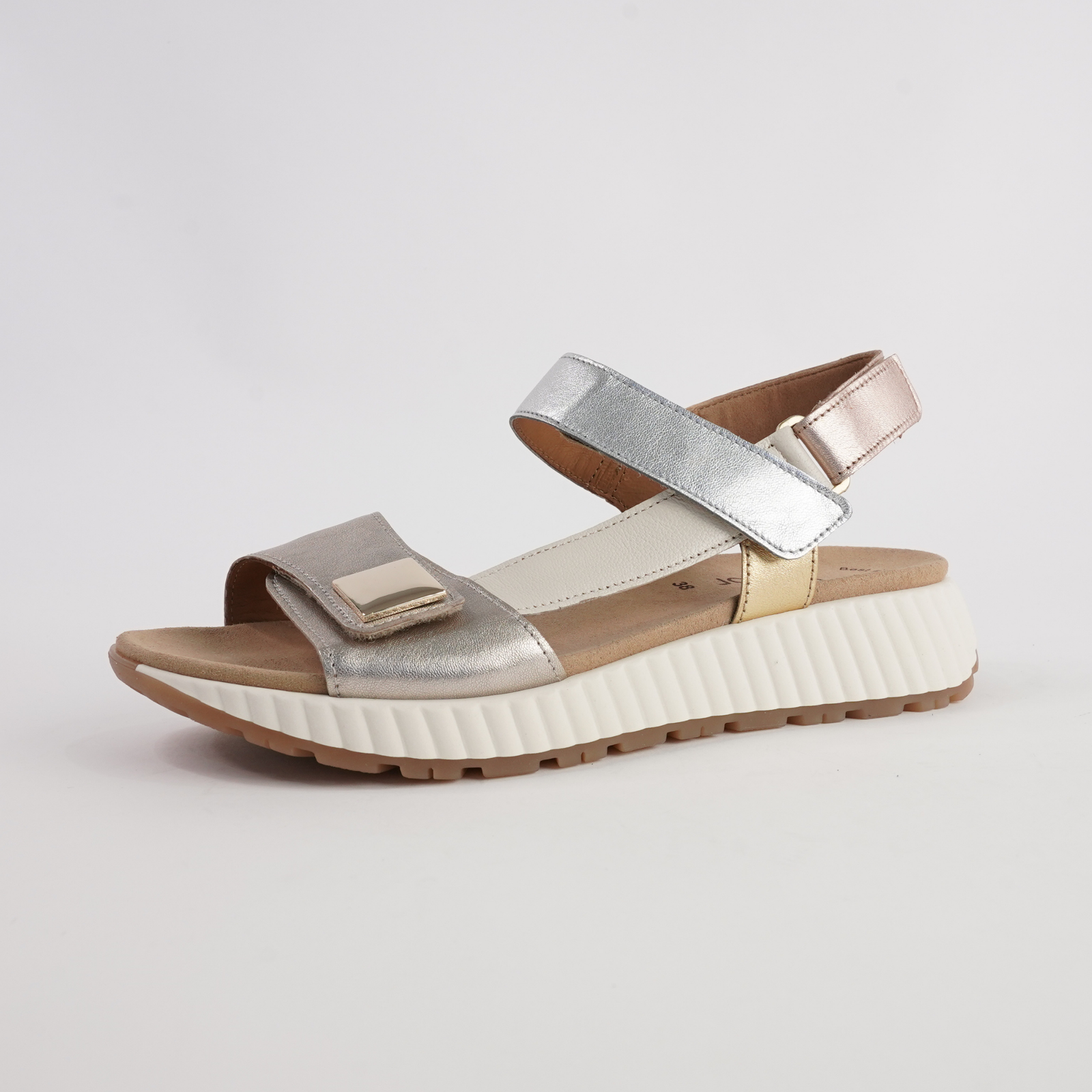 Cora Metallic Combi Leather Sandals