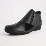 CP462-18 Black Combo Leather Ankle Boots