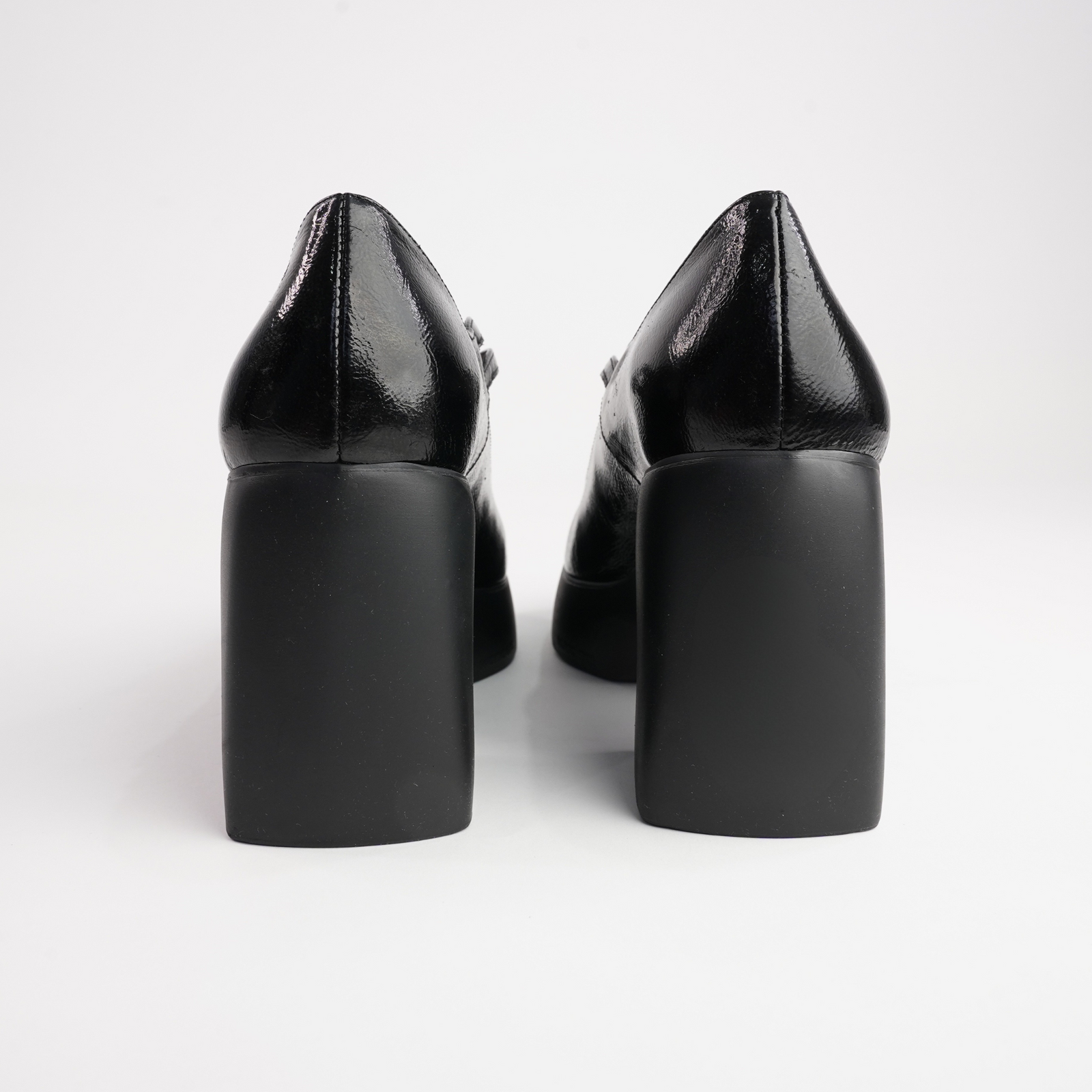 Indira Black Leather Heels