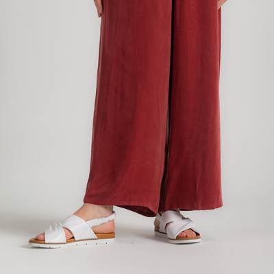 Yara White Leather Sandals