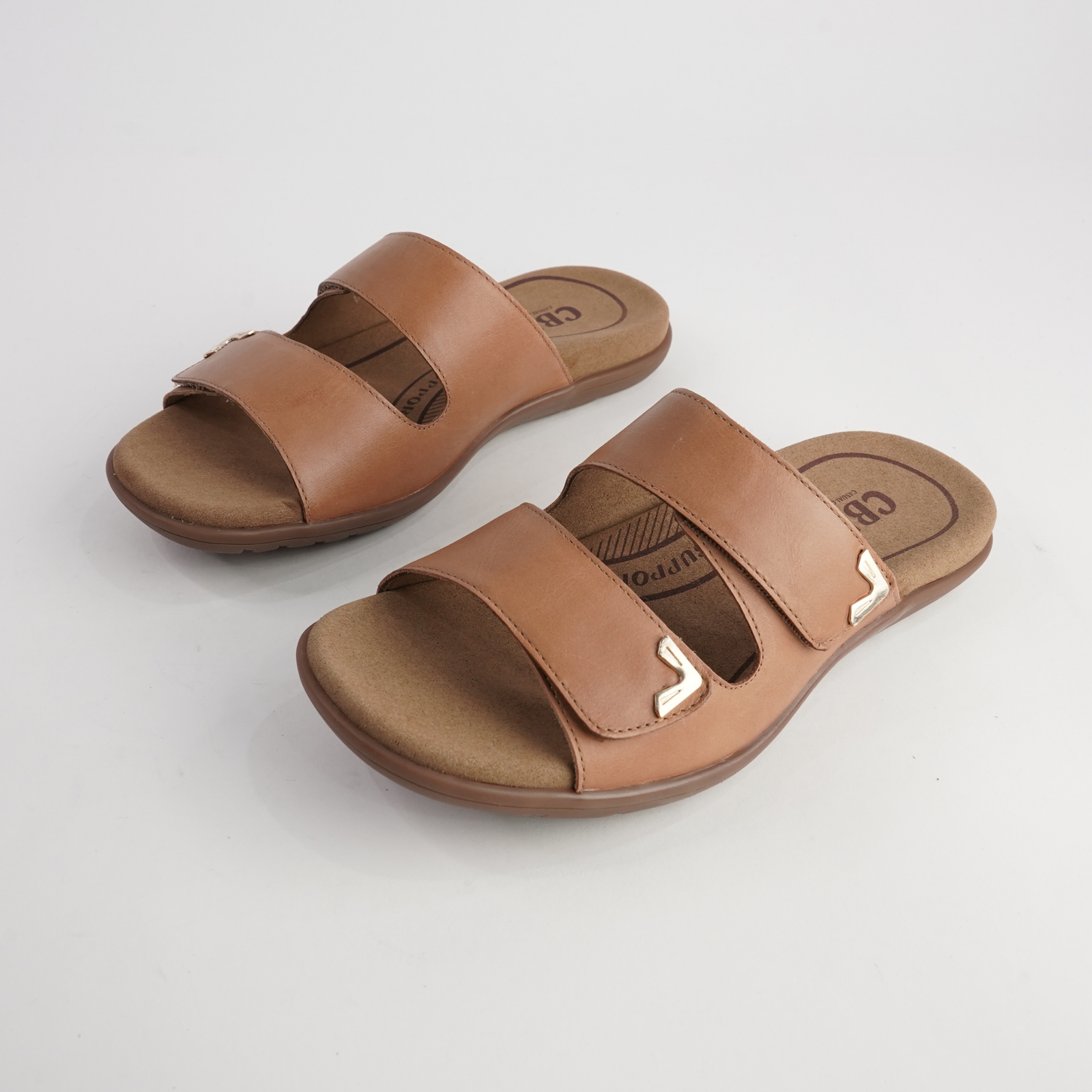 Tribe Tan Leather Slides